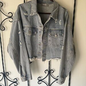 Blue B Denim Jacket With Rhinestone Fringe and Stars Size Medium